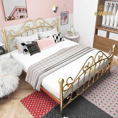 Stainless Steel Gold Coated Bed Frame