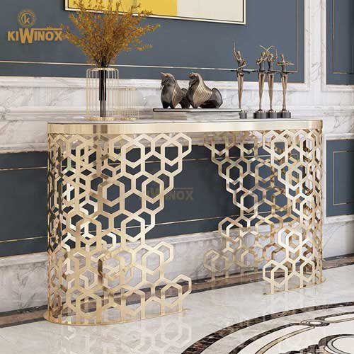 ss gold plates console table