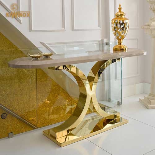 Stainless steel gold coated console table