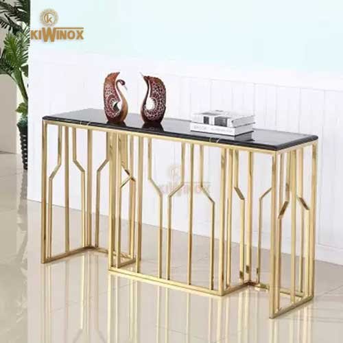 Stainless steel gold coated console table