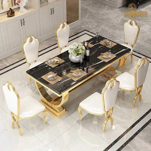 Stainless steel ti gold coated dining table