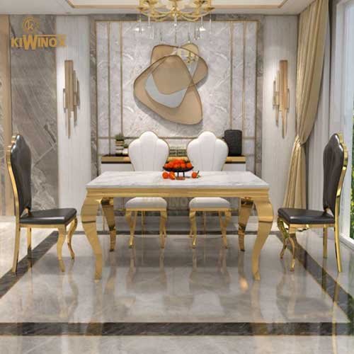 Stainless steel ti gold coated dining table