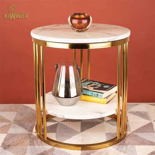Stainless steel gold coated end table