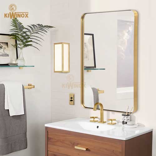 Stainless steel gold coated mirror frame