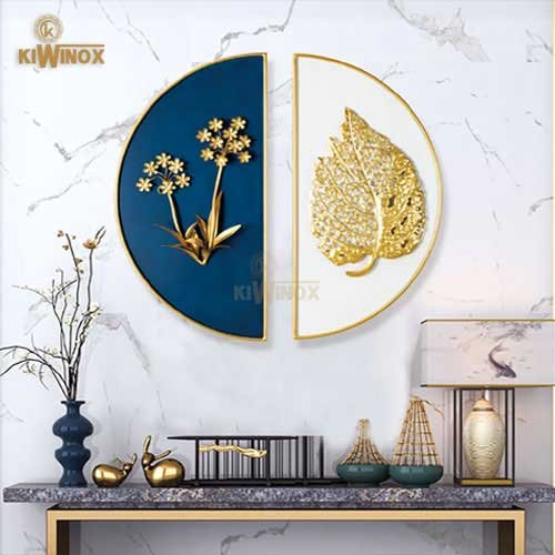Stainless steel ti pvd gold coated wall art